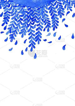 蓝蕨叶水彩画以含蓄的空间装饰为现代自然主题理念。