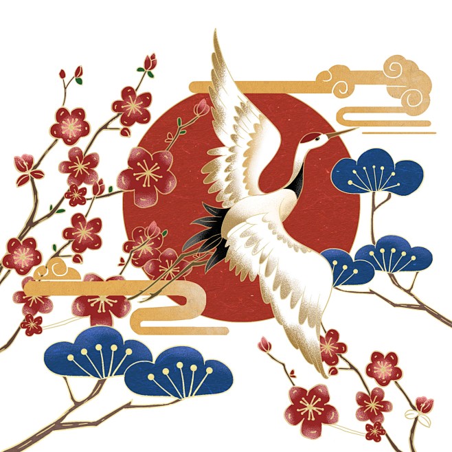 【源文件可下载】国潮风仙鹤山水中国风传统...