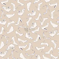 无缝女鞋米色和白色图案。