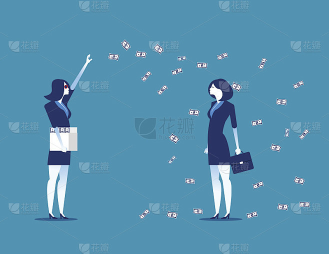 百万富翁扔钱。概念业务矢量插图。