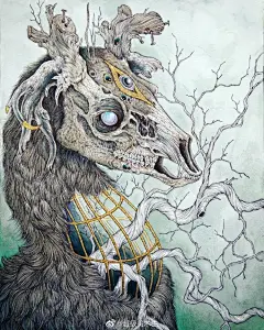 控诉环境污染，
.
直面人性黑暗。
.
人物插画设计师
.
Caitlin Hackett ​​​​