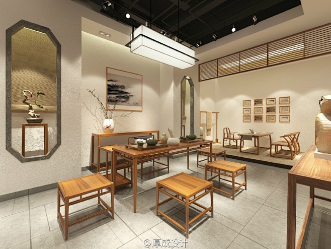 茶空间商业店面设计 | By:厚成设计 （空间设计向阳、效果图设计师 朱宇豪）