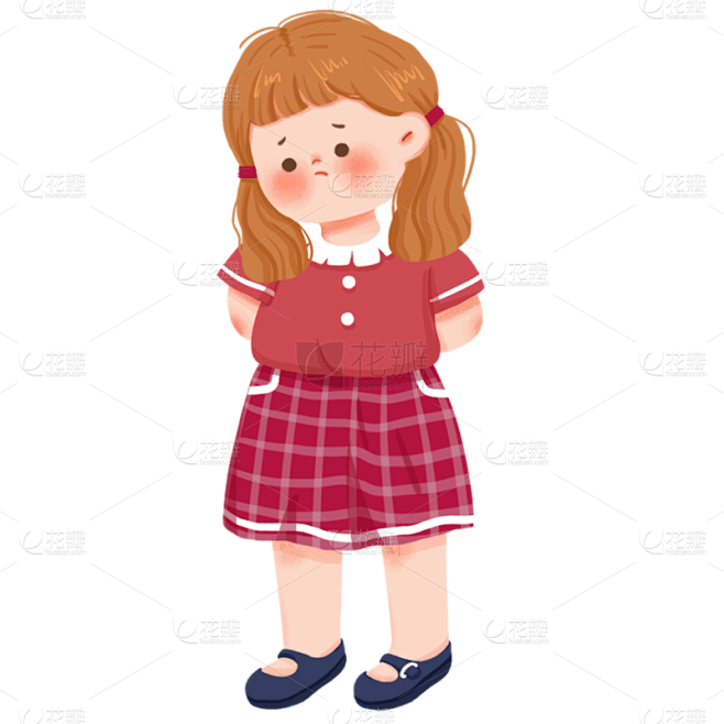 手绘卡通儿童人物插画-小女孩