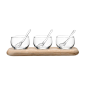 Buy LSA International Server Condiment Set & Oak Base - Clear - L25.5cm | Amara : Add a stylish touch to your table setting with this Serve condiment set from LSA International. This set includes three mouth-blown glass dishes & a natural oak base