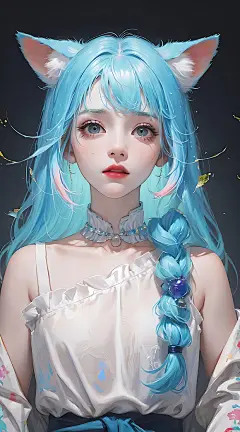 【图片】【AI绘画】炫彩蓝瞳猫女2【动漫壁纸吧】_百度贴吧