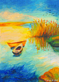 油画棒画——夕阳西下