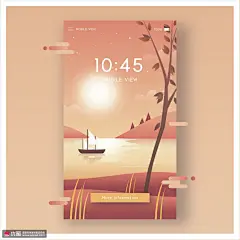 平静湖面 孤帆远行 皎洁月光 UI设计屏保AI4APP界面素材下载-优图-UPPSD
