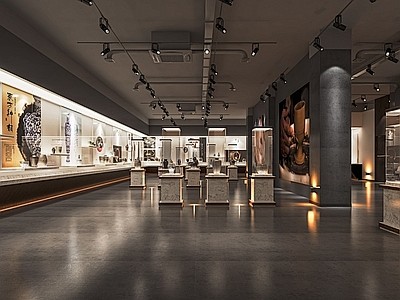 现代博物馆 展览馆 艺术展厅 文化馆 展厅 展示墙 文物展示柜【ID 1120627869】_5570578712