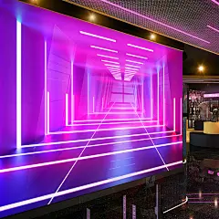 科技感装饰背景墙纸电竞馆蒸汽波科幻延伸空间赛博朋克机能风壁纸-淘宝网