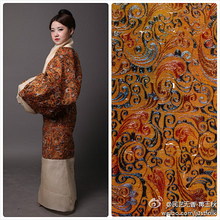 民艺无香汉代直裾深衣纹样仿自马王堆出土长寿绣残片形制依据长沙