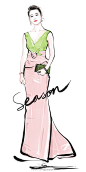 #jjseason插画# #明星红毯礼服插画# ----- 刘亦菲 身着Oscar de la Renta礼服，清新粉嫩优雅出席#芭莎明星慈善夜# 。O仙气唯美刘亦菲@北坤人素材