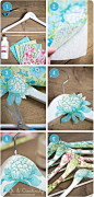 Decoupage clothes hangers: http://craftandcreativity.com/blog/2013/04/07/decoupageclotheshangers/