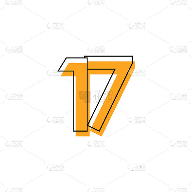 数字17周年庆典矢量模板设计插图设计