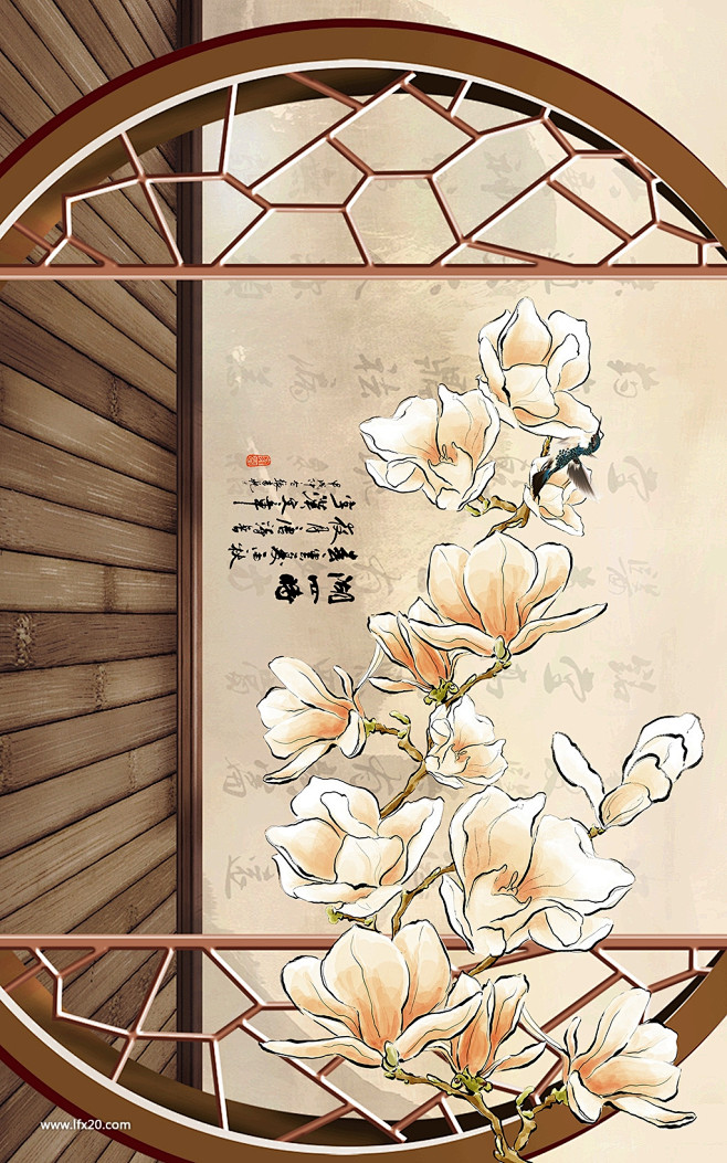 中式古典装饰画植物鲜花动物风景中式古典木...