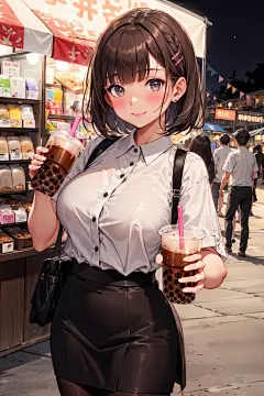 後輩ちゃん先輩、今日はお世話になりました！この飲み物、どうぞ召し上がってください！✨ #AIイラスト httpst