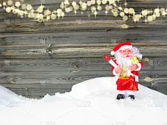 圣诞老人圣诞冬日贺卡快乐与雪花的背景