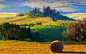 意大利，托斯卡纳，自然景观，田野，草堆，农场，日出，早上 壁纸 - 2560x1600
