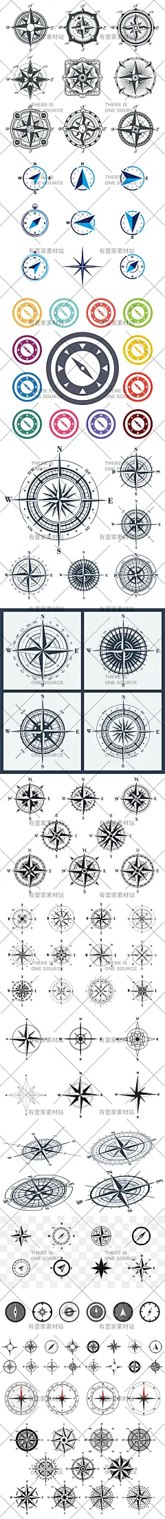 手绘航海探险方向指引指南针罗盘指北针图形插画AI矢量设计素材-淘宝网