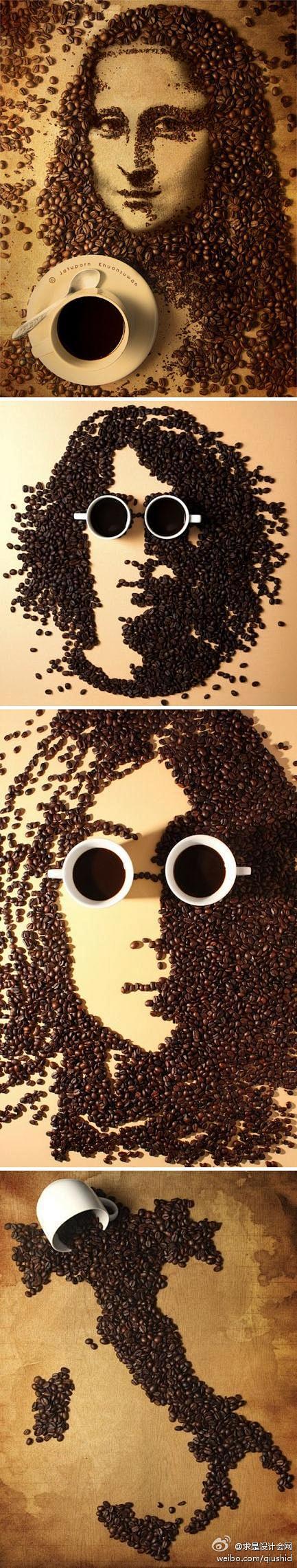 求是设计会网咖啡豆人物画像，泰国摄影师J...