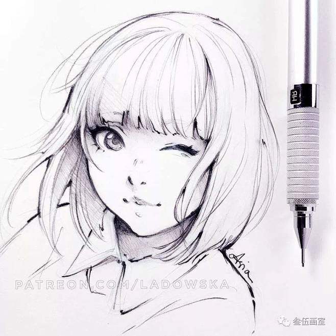 Asia Ladowska 自动铅笔绘画