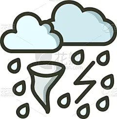 暴风雨,计算机图标,轮廓,矢量,符号,直的,图像,标志,天气