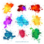 Nine watercolor splashes Free Vector