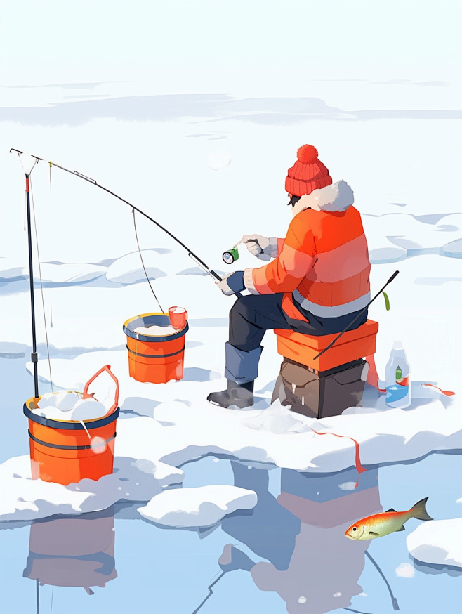 冰钓:钓鱼的人:冰面上钓鱼:ai:mjmmran123_People_fishing_on_the_ice_ice_fishing ...