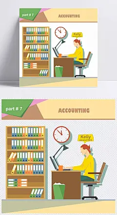 职员插画|职员,工作,办公,加班,书架,人物,场景元素,卡通,手绘,装饰,场景元素,设计元素