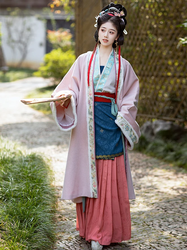 花朝记｜怀袖｜印金织金传统汉服｜宋对襟袄飞机袖对襟衫褶裙围裳-淘宝网-花瓣网