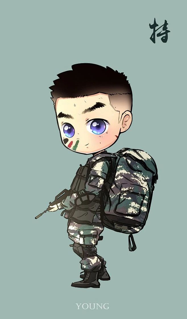 军人军旅帅气致敬绘画插图来自young军旅漫画