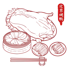国风线描北京烤鸭