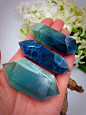 crystalessence91:

3" large & thick Rare Brilliant Ocean Blue Fluorite Double Terminated Crystal Wands - The ultimate Multitasking Gemstone 