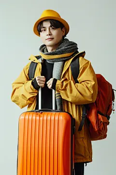 拉着行李箱去旅游