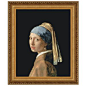 《戴珍珠耳环的女孩》，1665 年：带框画布复制品
