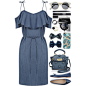 A fashion look from September 2016 featuring blue midi dress, blue ballet flats and mini crossbody. Browse and shop related looks.