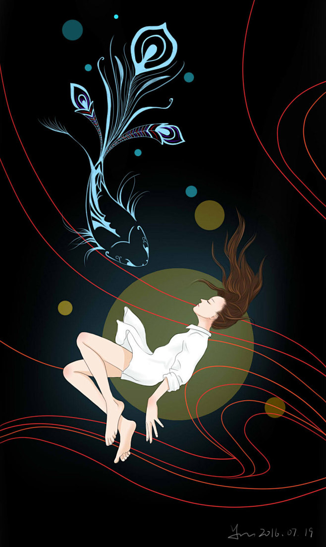 插画  坠落的女孩  微博：叫我玉米儿