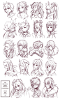 Inspiration: Hair & Expressions ----Manga Art Drawing Sketching Head Hairstyle---- [[[Batch6 by omocha-san on deviantART]]]: 