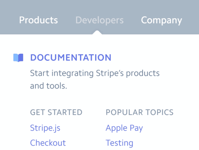 Stripe.com navigatio...