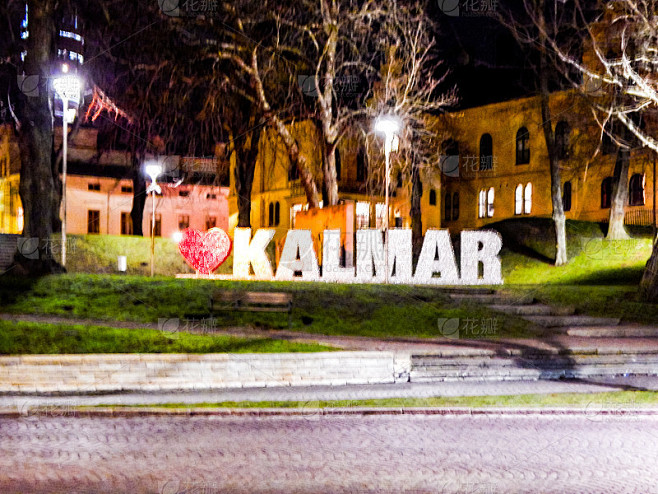瑞典城市卡尔马尔的夜景