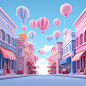 Pink blue color scheme, C4d, shopping, carnival, shopping, high quality, rendering, illustration