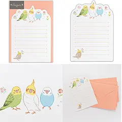 【小绿】日本NB1949可爱小鸟鹦鹉便签和信纸封感谢祝福边框便利贴-淘宝网