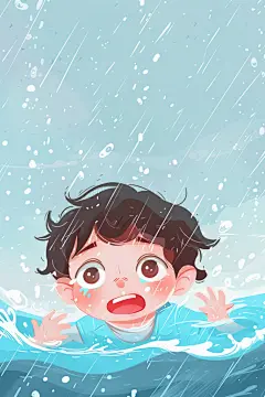暑期安全插画严防溺水宣传