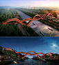 现代创意景观桥设计图集丨城市人行步行观景桥梁丨曲线钢结构悬索悬挑桥过街天桥