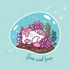 可爱的,猫,可爱,玻璃缸,华丽的,短语,家庭,环境,花,问候