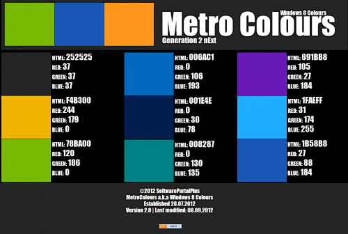 Windows 8 Metro风格颜色表...