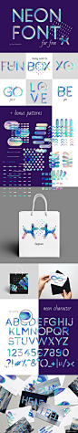 free 霓虹灯 字体 Neon Font PSD 英文设计字体设计平面设计