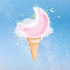 手绘月亮冰淇淋中秋节朋友圈封面