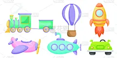 绘画插图,式样,卡通,可爱的,矢量,男孩,贺卡,儿童,运输,纺织品