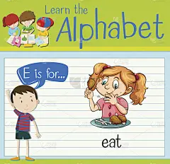 识字卡片上的字母E代表吃