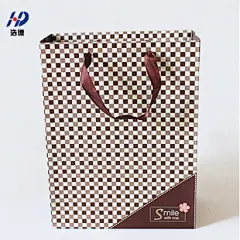 浩德：复古风白卡手提袋 通用方格礼品袋商务纸袋定制 量大价优